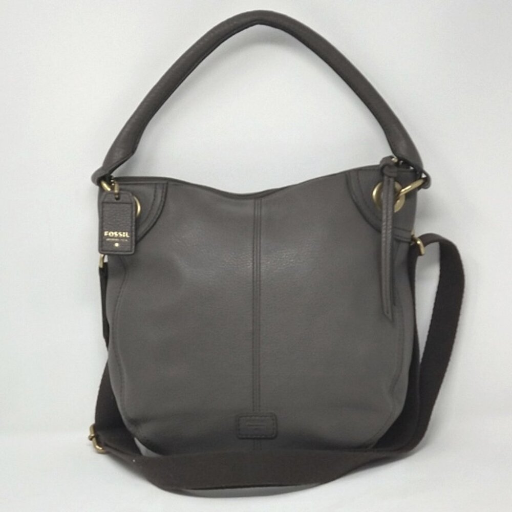 Women's Vintage Fossil Taupe Genuine Pebbled Leather Crossbody Handbag